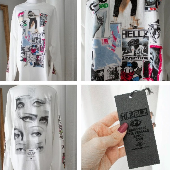 Women’s NEW HLZ BLZ Long Sleeve White Graphic Crewneck Shirt Dress XL - NWT - Picture 8 of 8